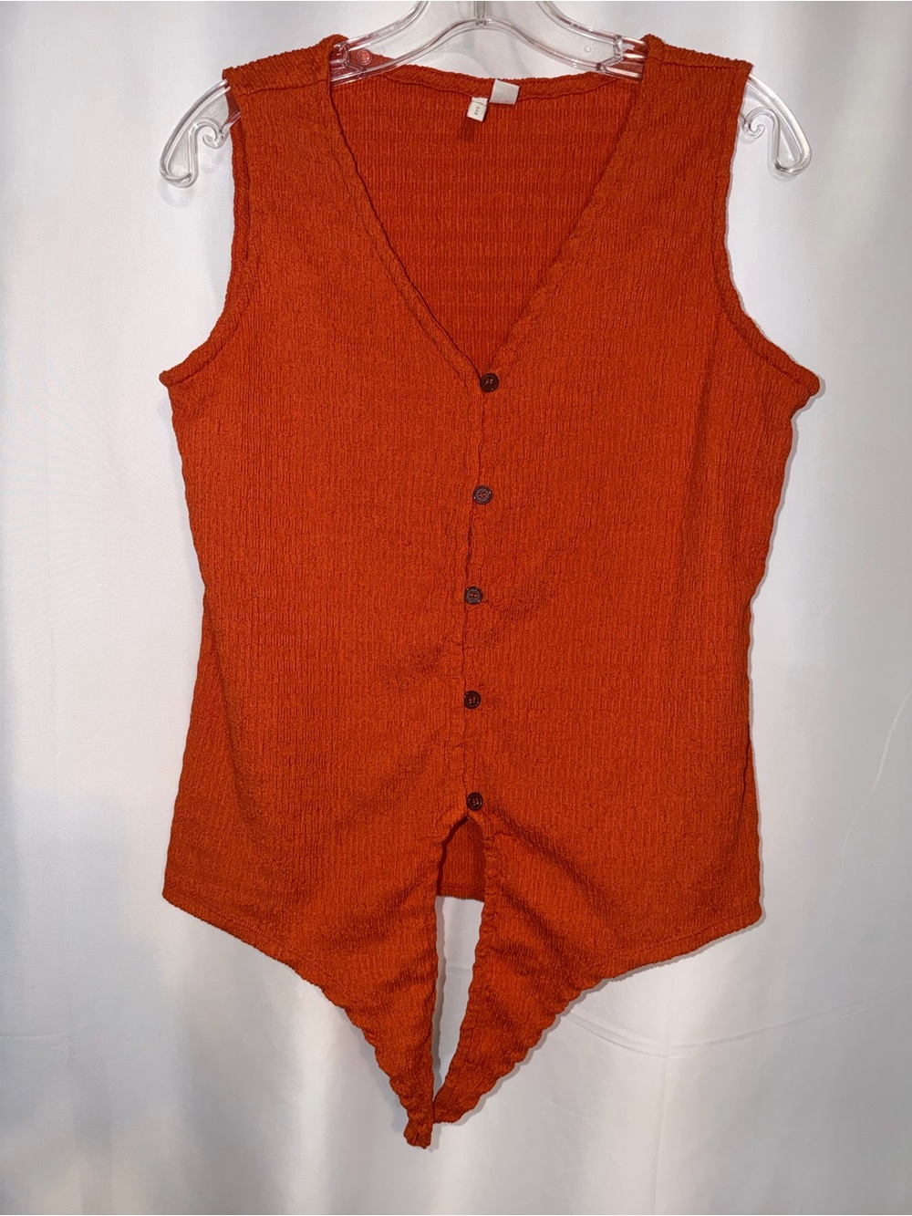 Cato Fashions Textured V-Neck Button-Down Tie-Front Vest Top -‎ Size Medium